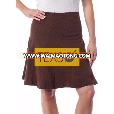 Ladies cotton slub Skirt scallop panels